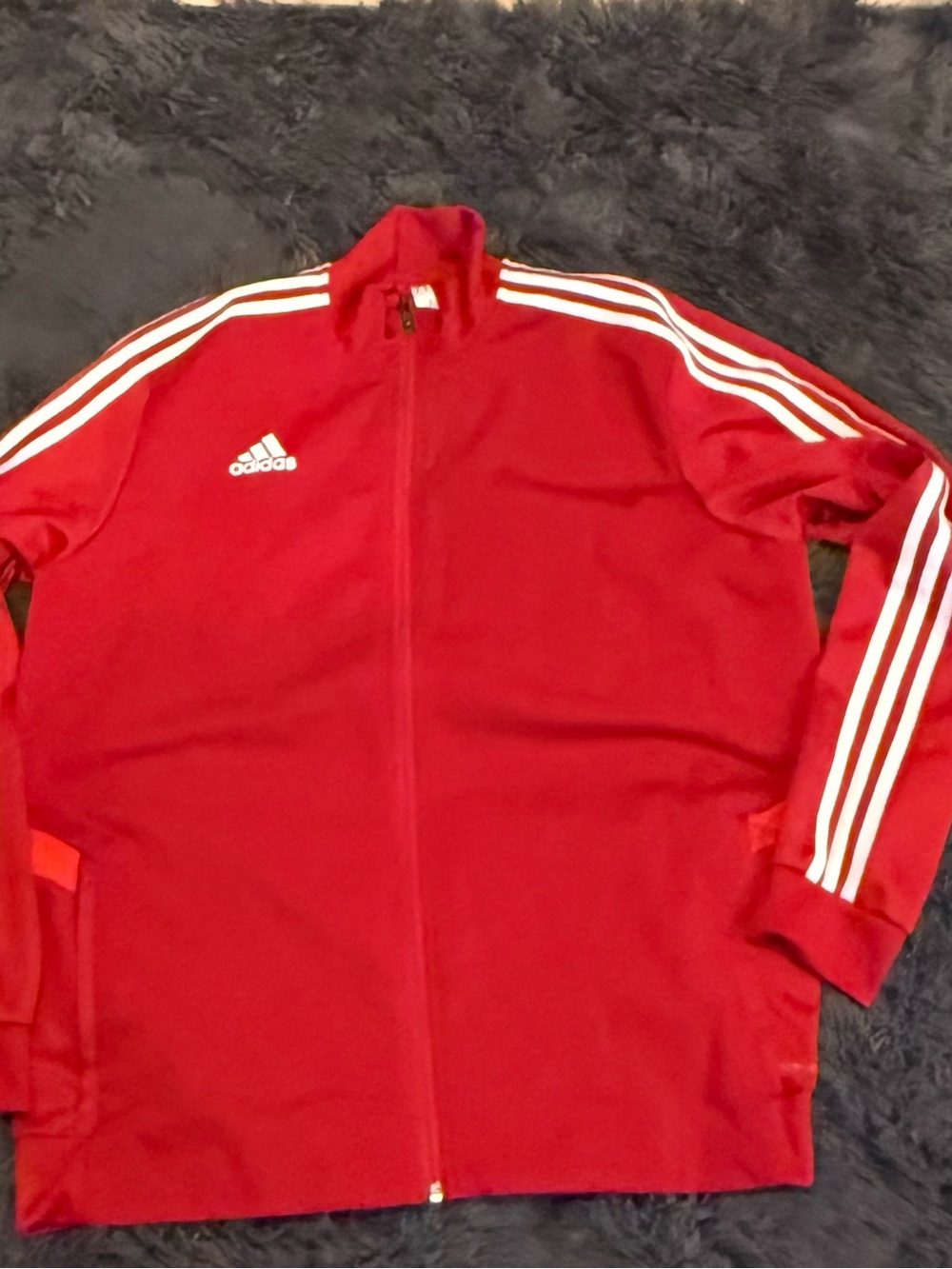 adidas Red Performance Track Jacket with White Stripes